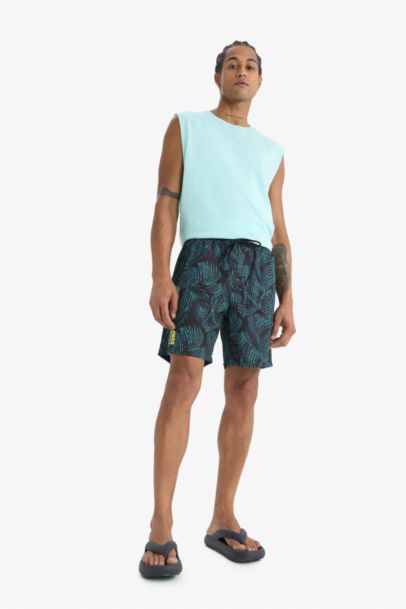 DeFactoFit Regular Fit Printed Flexible Textured Sports Swim Shorts