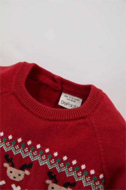 Baby Girl New Year Themed Pullover Pants Cotton Knitted 2 Piece Set