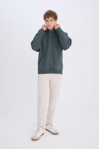 Slim Fit Rib Hem Zipper Pocket Trousers