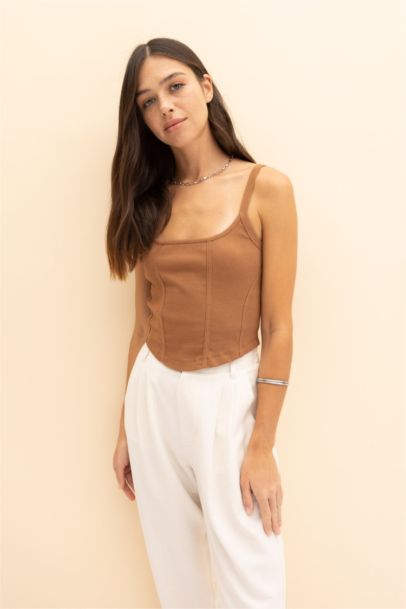 Slim Fit U Neck Ribbed Camisole Singlet