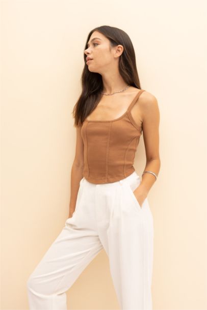 Slim Fit U Neck Ribbed Camisole Singlet