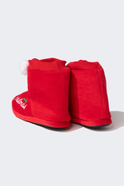 شبشب منزلي ولادي بكعب مسطح بطبعة كريسمس