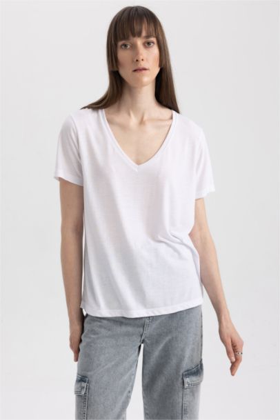 Regular Fit V Neck Short Sleeve T-Shirt