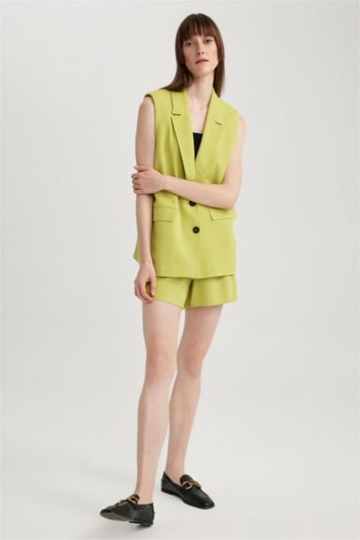 High Waist Wide Leg Linen Blend Shorts