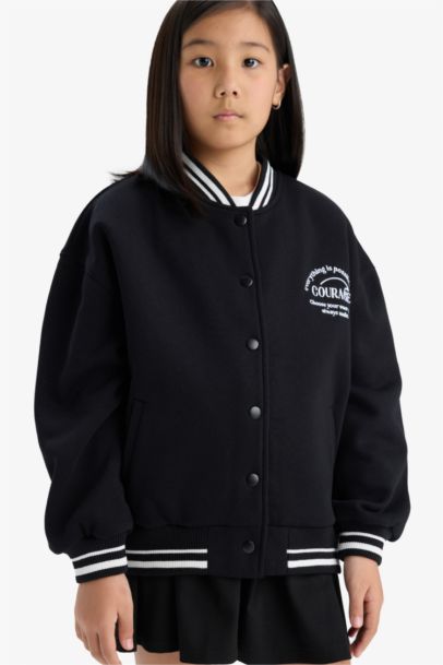 Girl College Neck Thick Bomber Jacket