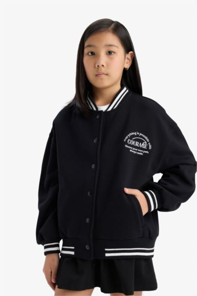 Girl College Neck Thick Bomber Jacket