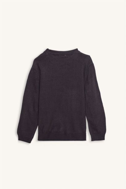 بلوفر اولادي تريكو قصة عادية برقبة مستديرة