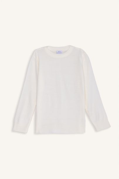 بلوفر اولادي تريكو قصة عادية برقبة مستديرة