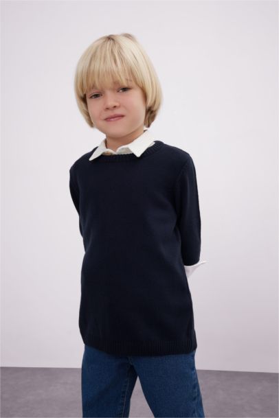 Pull en tricot à col rond Coupe régulière pour BéBé Garçon