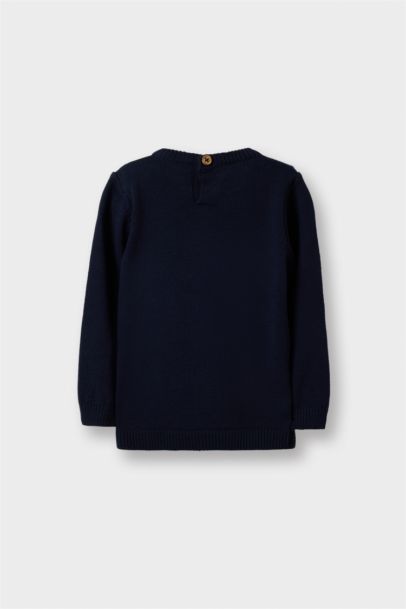 بلوفر قصة عادية بياقة مستديرة