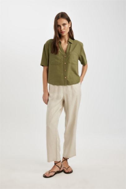 jogger Ankle Length With Pockets linen Trousers