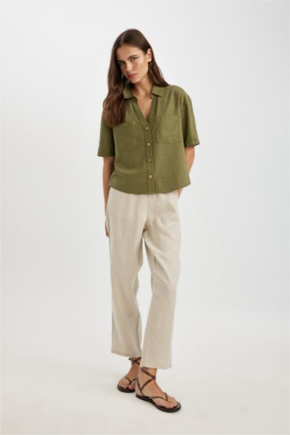 jogger Ankle Length With Pockets linen Trousers