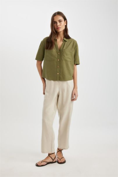 jogger Ankle Length With Pockets linen Trousers