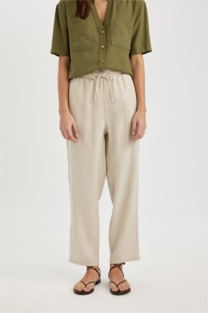 jogger Ankle Length With Pockets linen Trousers