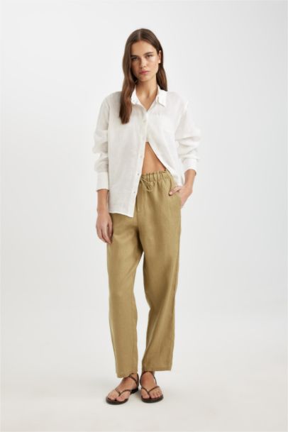 jogger Ankle Length With Pockets linen Trousers