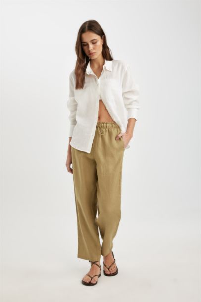 jogger Ankle Length With Pockets linen Trousers