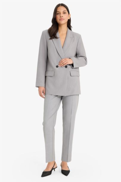 Slim Fit High Waist Crop Leg Trousers