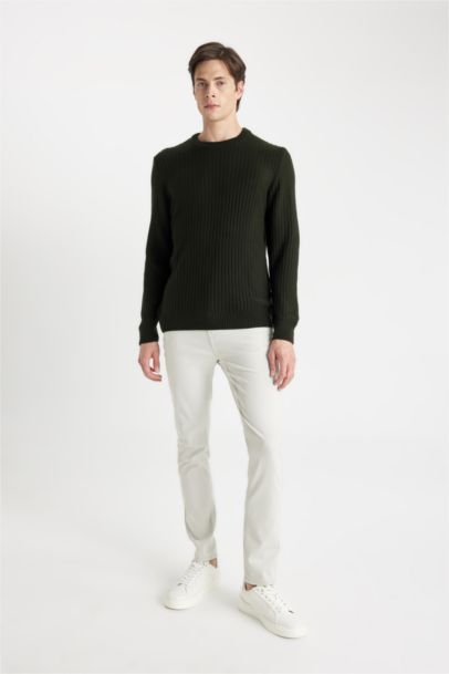 Standard Fit Crew Neck Jacquard Aviator Knitwear Pullover