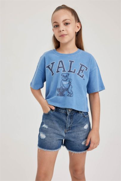 Yale University Relax Fit Bisiklet Yaka Kısa Kollu Tişört Kız Çocuk