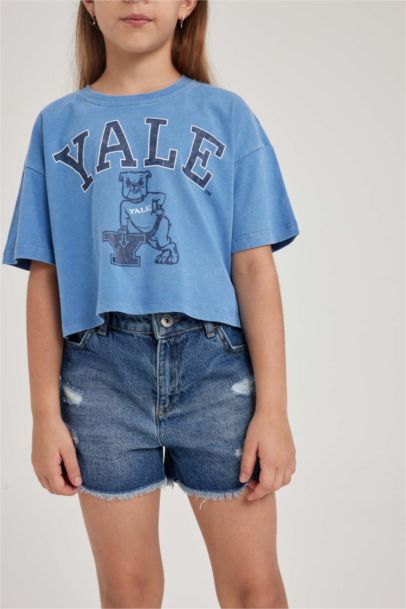 Yale University Relax Fit Bisiklet Yaka Kısa Kollu Tişört Kız Çocuk