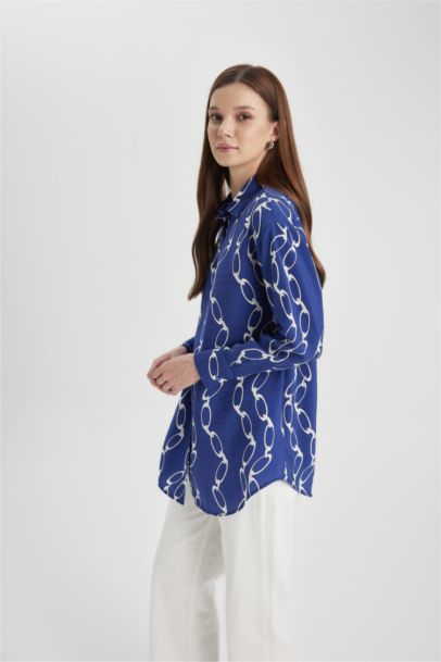 تونيك مطبوع كم طويل وقصة مريحة