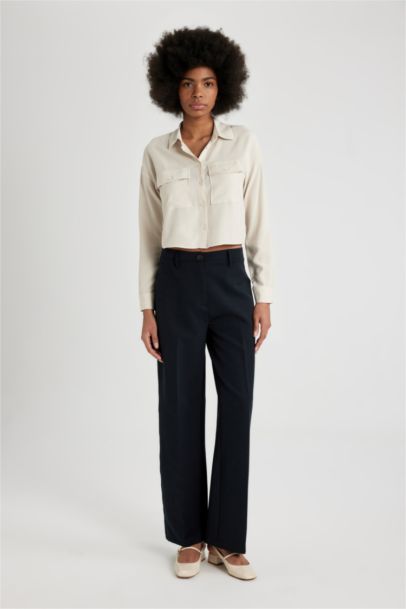 قميص كروب كم طويل قصة عادية