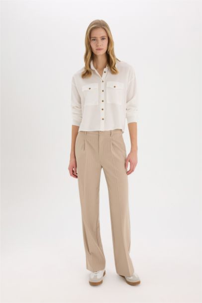 Regular Fit Shirt Collar Viscose Long Sleeve Shirt