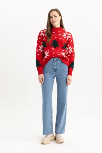 Christmas Themed Half Turtleneck Pullover