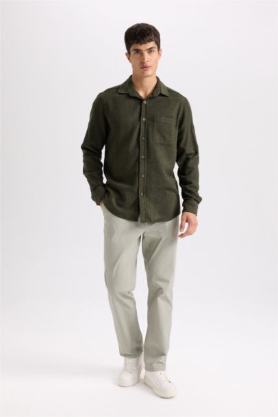 قميص كاروهات ردن طويل قصة عادية بياخة بولو