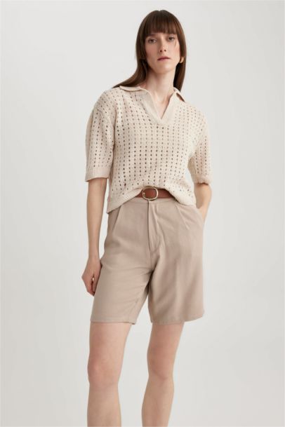 شورت بجيب وخصر عالي