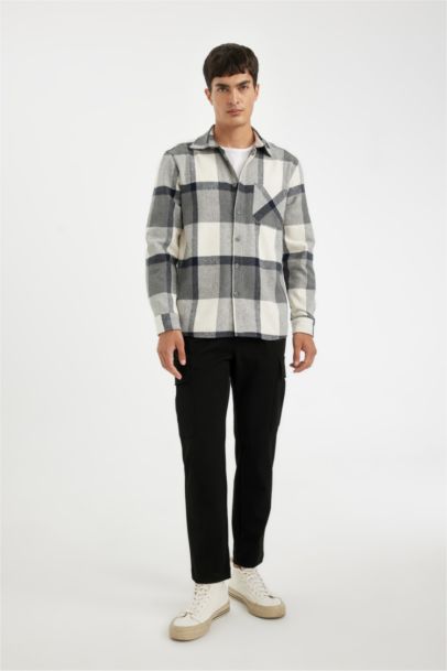 Gray Regular Fit Lumberjack Flannel Long Sleeve Shirt