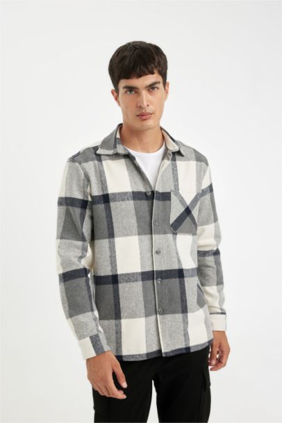Gray Regular Fit Lumberjack Flannel Long Sleeve Shirt