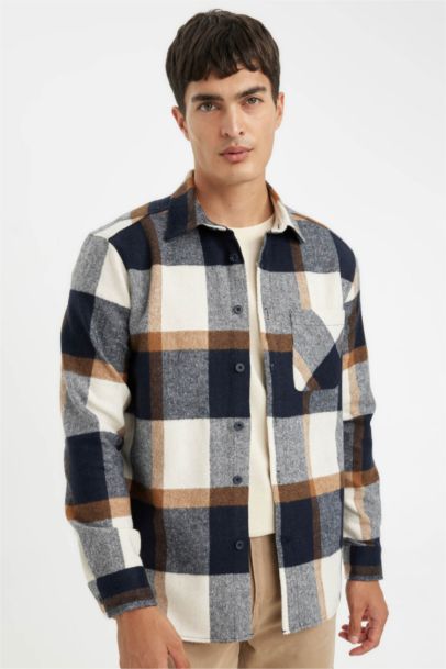 Regular Fit Polo Collar Plaid Lumberjack Shirt