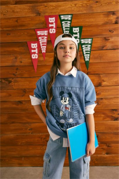 تيشيرت بناتي نص كم اوفر سايز بناتي من ديزني ميكي وميني