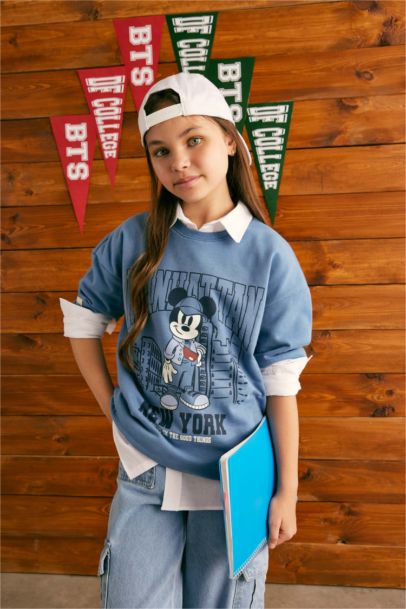 تيشيرت بناتي نص كم اوفر سايز بناتي من ديزني ميكي وميني