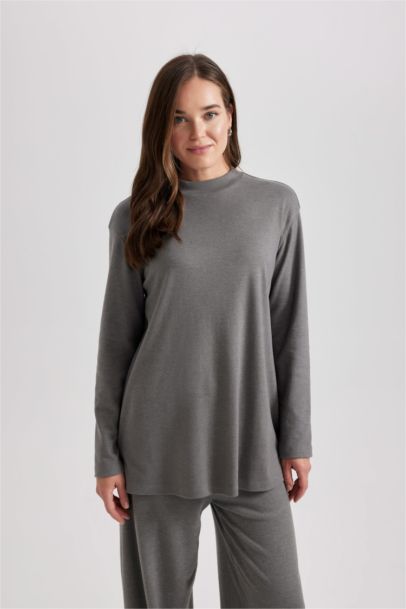 Half Turtleneck Soft Furry Softshell T-Shirt Tunic