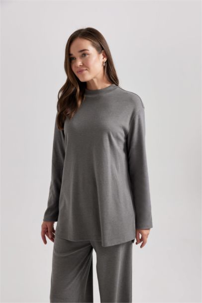 Half Turtleneck Soft Furry Softshell T-Shirt Tunic