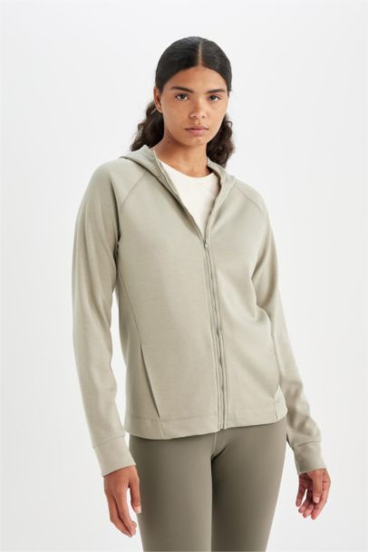 DeFactoFit Standard Fit Zippered Scuba Fabric Cardigan