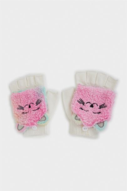 Girl Knitwear Embroidered Gloves