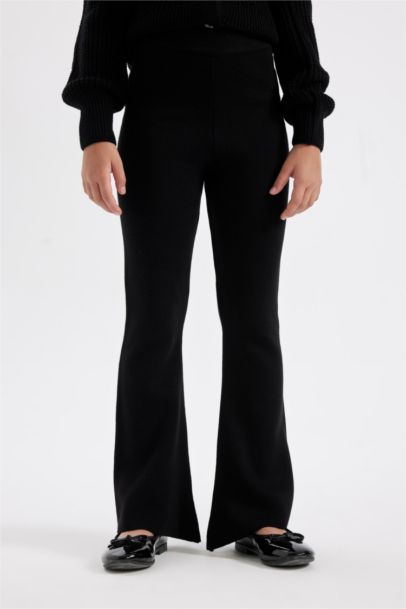 بنطلون تريكو بناتي فلير فيت أسود