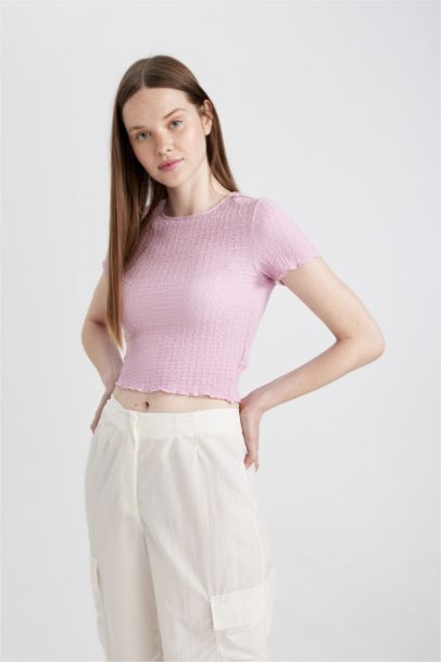 تيشيرت نص ردن سليم فيت بياخة مستديرة