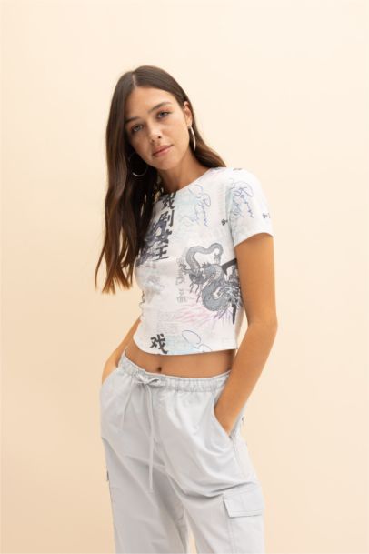 Slim Fit Printed Ribana Short Sleeve T-Shirt