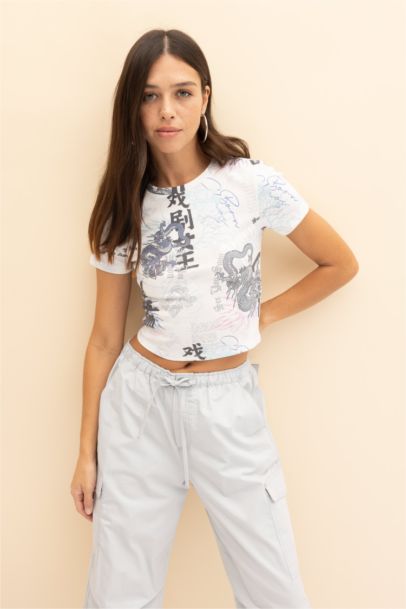 Slim Fit Printed Ribana Short Sleeve T-Shirt