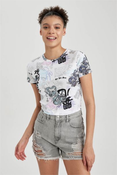 Slim Fit Printed Ribana Short Sleeve T-Shirt