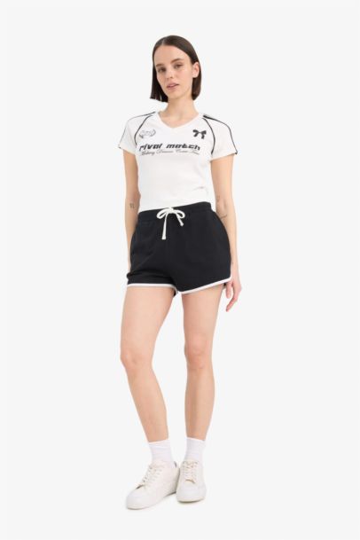 شورت قصير قصة عادية قماش سميك