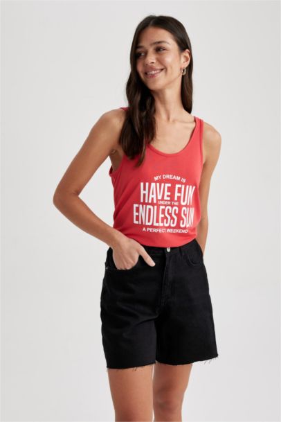 Regular Fit Printed Crew Neck Tank Top
