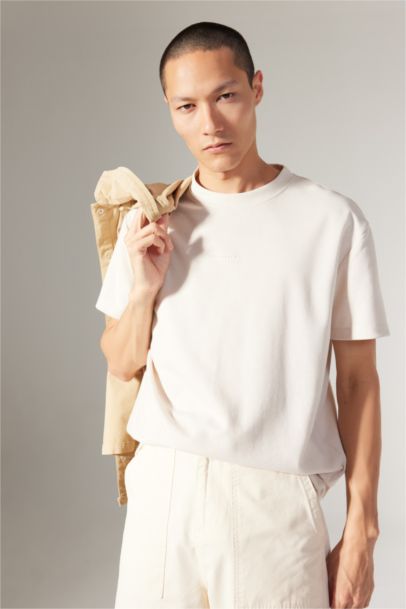 Regular Fit Crew Neck Printed Heavy Fabric T-Shirt