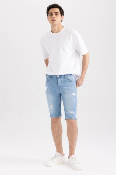 Slim Fit Denim Bermuda