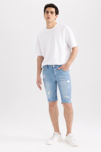 Slim Fit Denim Bermuda