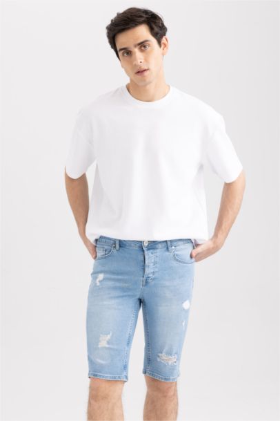 Slim Fit Denim Bermuda